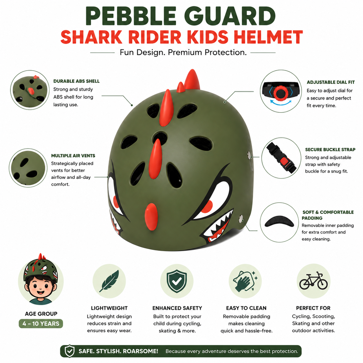 Pebble Guard Shark Rider Military Green - Image 2
